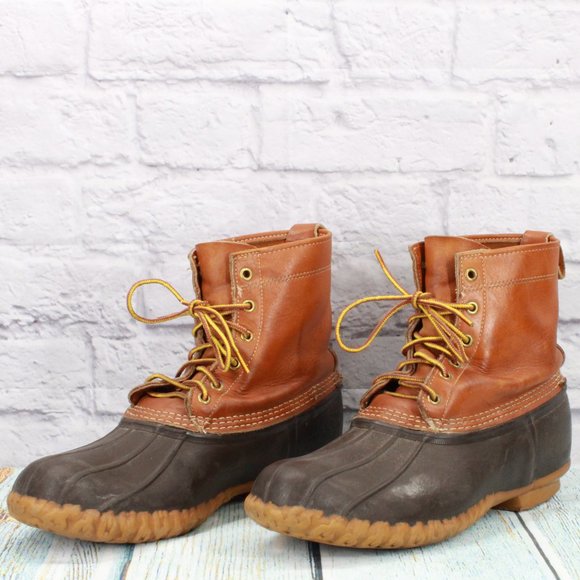 LL Bean Womens Brown Leather 8-Inch Insulated Ankle Duck Boots Size 10 M - Picture 2 of 9